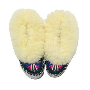 vintage Handmade Unique Shearling Leather Moccasins